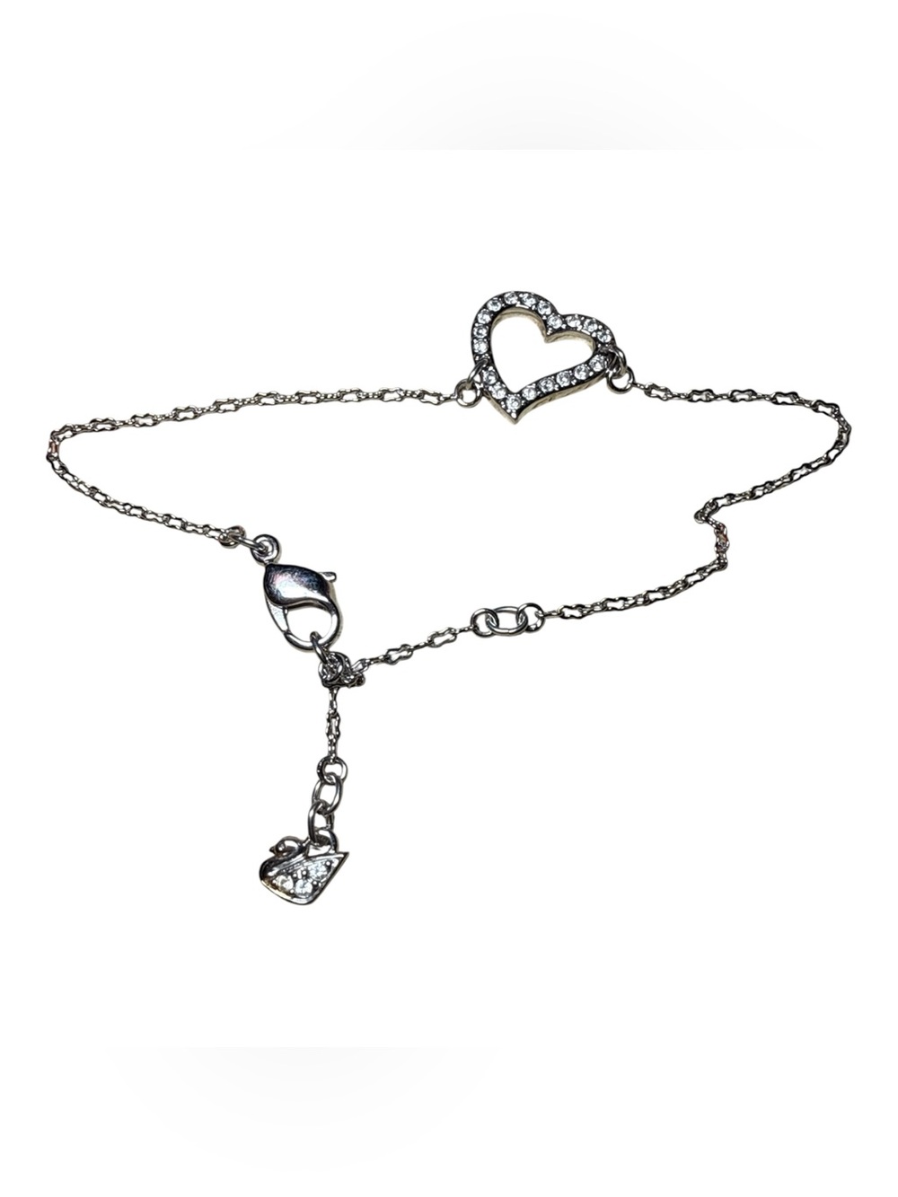 Swarovski Clear Crystal Pave Open Heart Pendant Jewelry - Signed - Picture 3 of 3